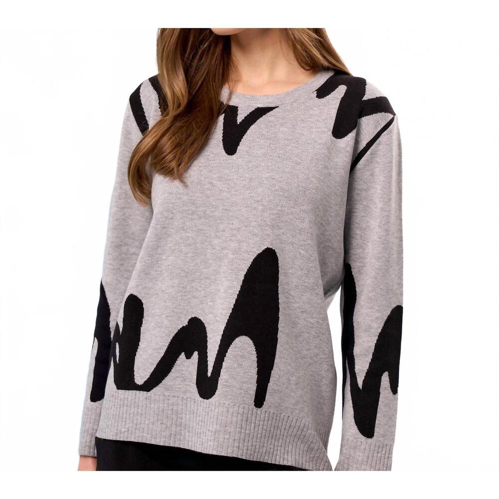 NEW FRENCH KYSS scoop neck sweater in slate/black